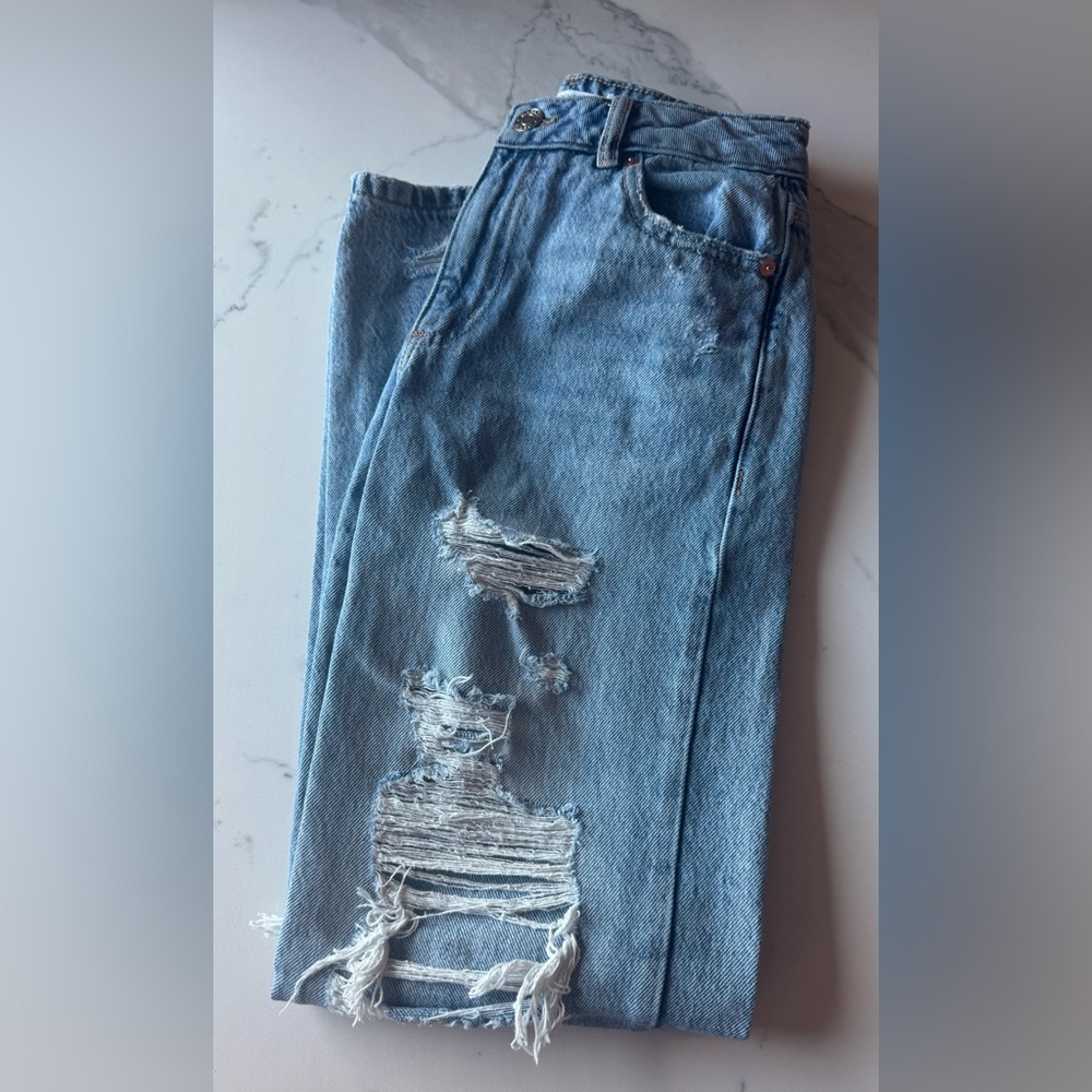 Garage Denim Blue Distressed Jeans 00